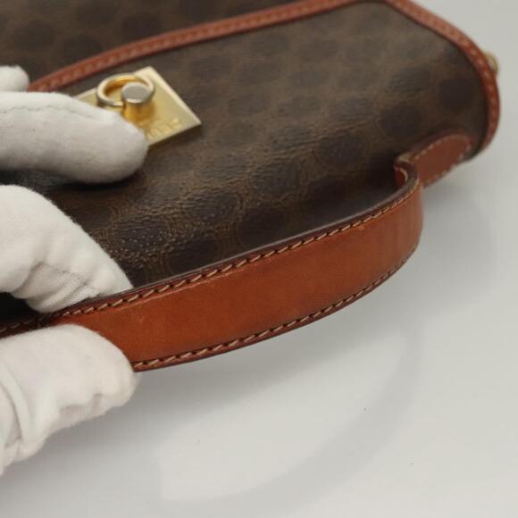 CELINE Macadam Canvas Hand Bag Pvc Leather Brown Gold - Picture 7 of 12